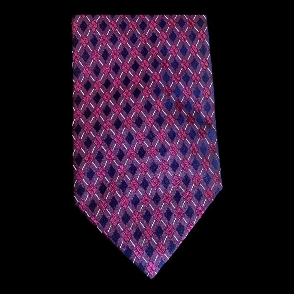 Tino Cosma Elegant Blue and Red Geometric Print 100% Silk Men's Tie